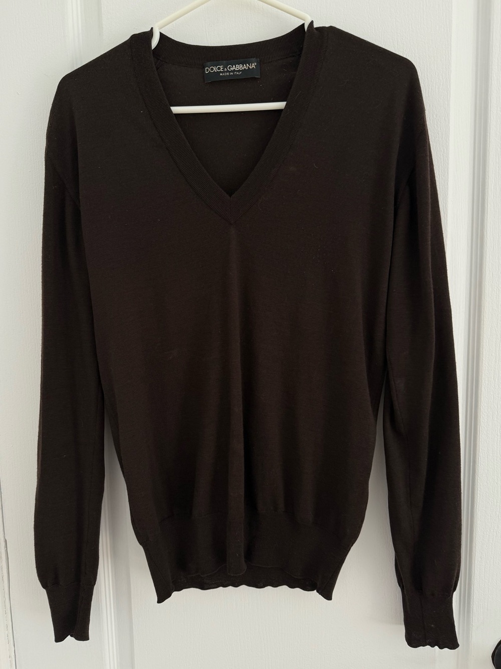 Dolce & Gabbana Brown 100% Virgin Wool V-Neck Sweater